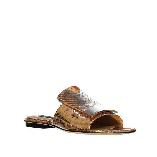 Sergio Rossi Leather Flat Sandals SE-8735590678740-EU34/US4