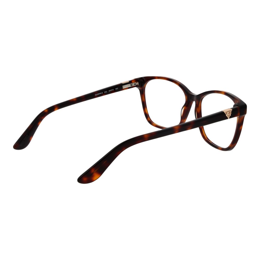 Side view of Guess Brown Women Glasses Frame in acetate, full-rim rectangle style with spring hinge, 56-15-140 size.