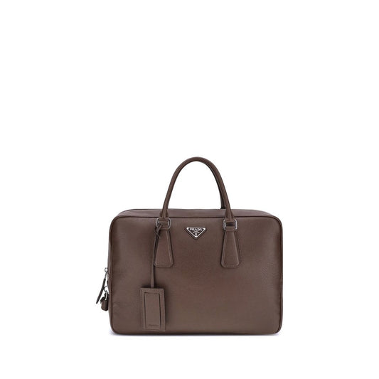 Prada Brown Calf Leather Bos Taurus Briefcase