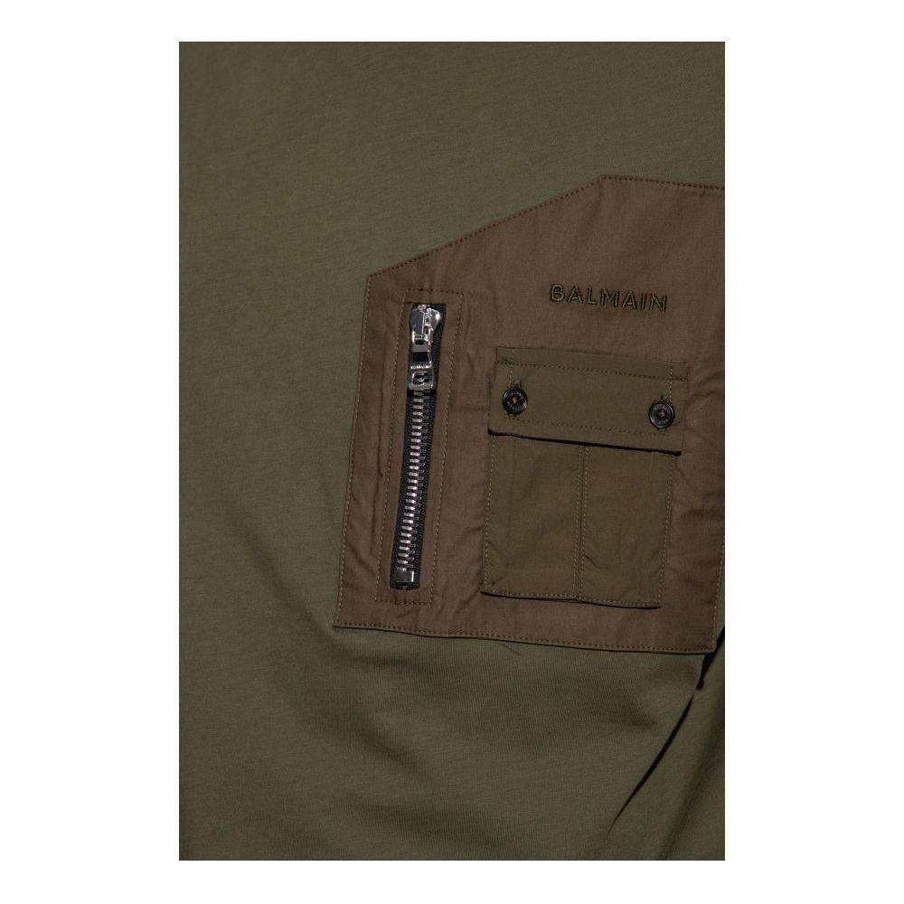 Balmain Green Cotton T-Shirt BA-15801-L