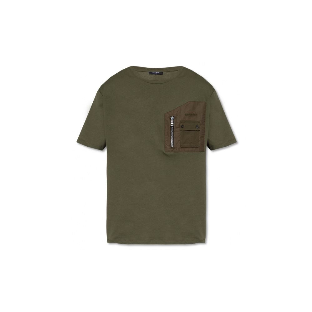 Balmain Green Cotton T-Shirt BA-15801-L