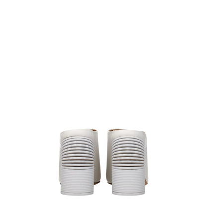 Back view of Off-White White Leather Platform Sandals, featuring high heel and leather sole design.