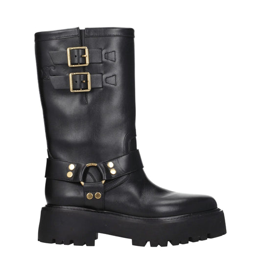 Celine Gold Leather Ankle Boots