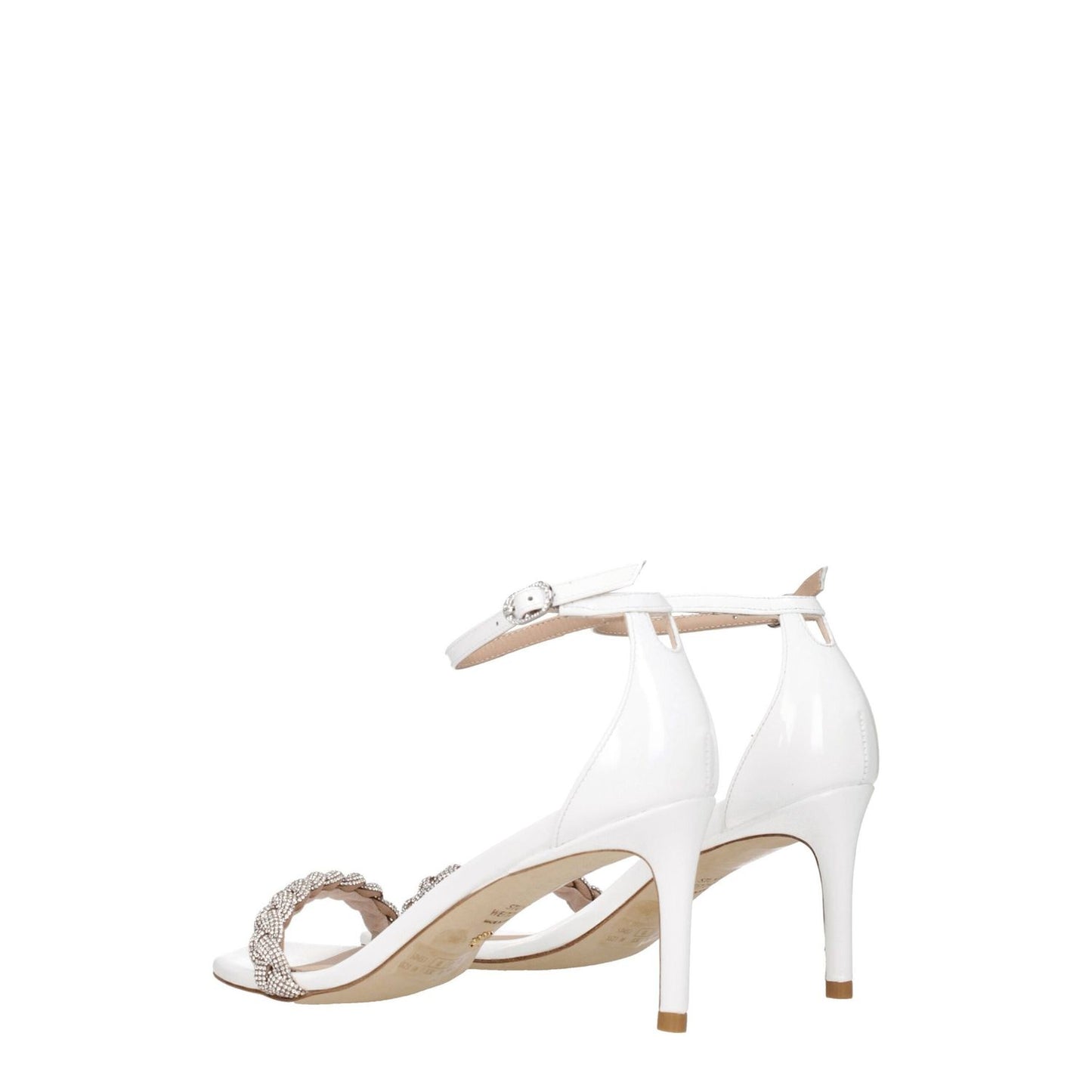 Stuart Weitzman White Leather Stiletto Heel Sandals
