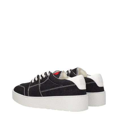 Ami Paris Black Fabric Low Top Sneakers with lace-up closure and rubber sole, featuring a front detail and back logo. Casual style with 4cm heel.