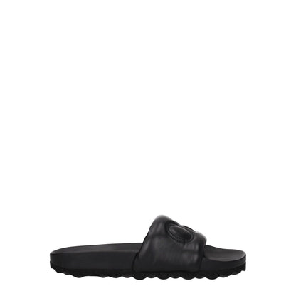 Off-White Black Leather Slippers with logo, low flat heel, round toe, rubber sole. Casual design from Off-White, style MPN OMIT001LEA0011010.