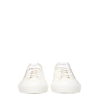 Front view of Givenchy Beige Fabric Low Top Sneakers with lace-up closure and rubber sole.