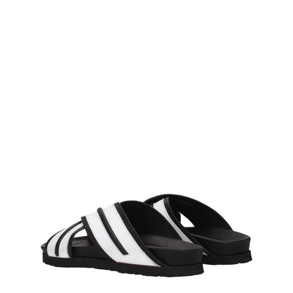 Palm Angels White Leather Slippers