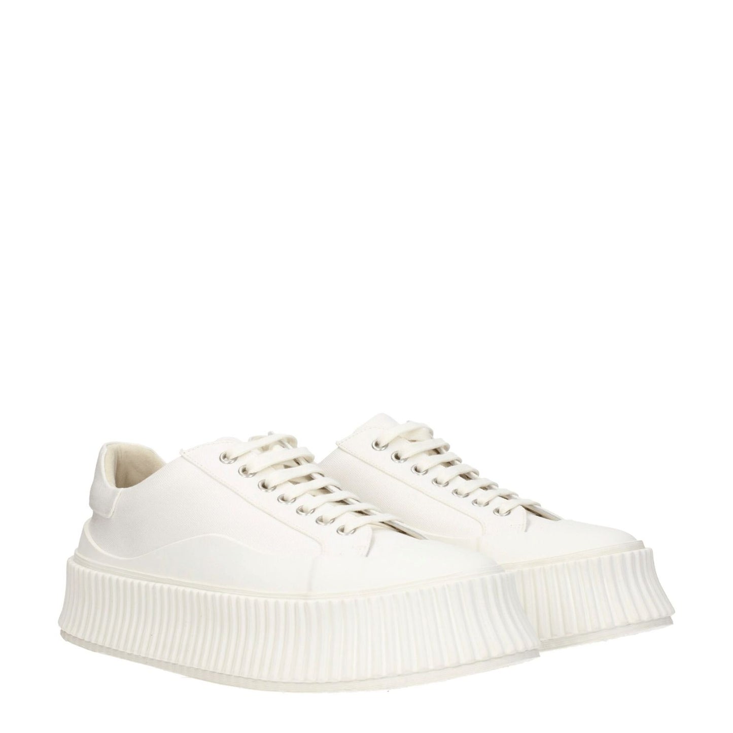 Jil Sander White Fabric Platform Sneakers