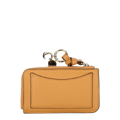 Chloé Orange Leather Wallet with gold details and zip closure, showcases casual style with front logo and is designed from premium leather.