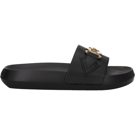 Versace Black Leather Slippers Sandals VE-8547404841225-EU35/US5