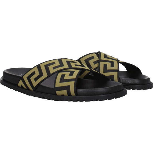 Versace Black Fabric Slippers Sandals VE-8547404644617-EU39.5/US6.5