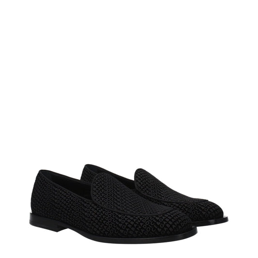 Dolce & Gabbana Black Velvet Slip-On Loafers DO-8547405758729-EU40/US7