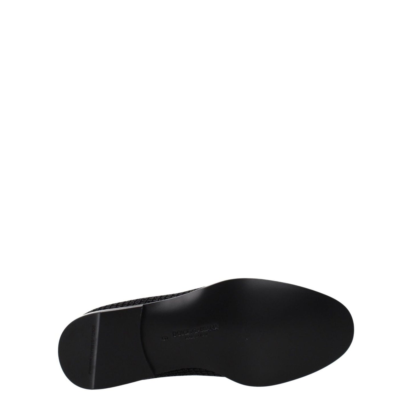 Sole of Dolce & Gabbana Black Velvet Slip-On Loafers with leather finish and low flat heel