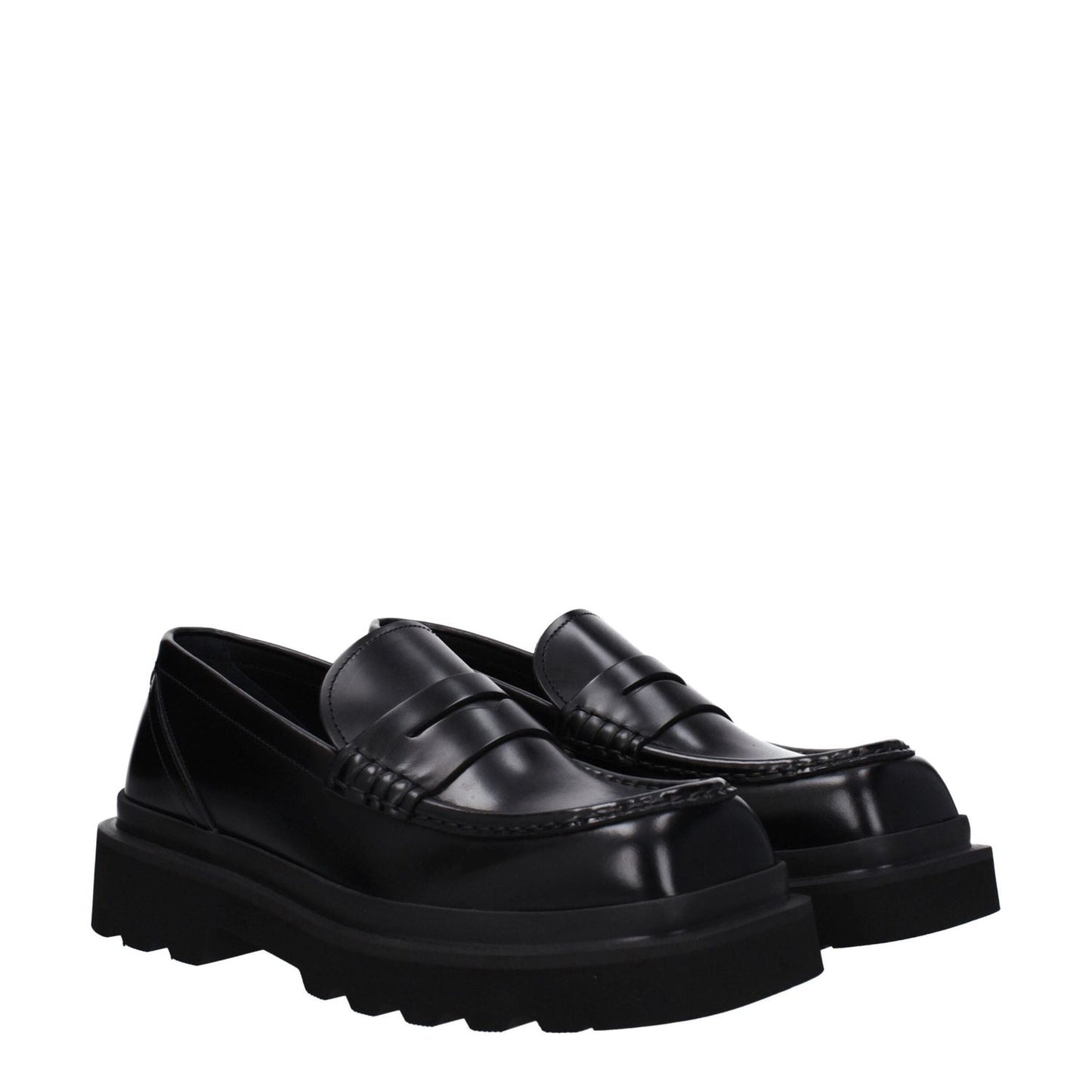 Dolce & Gabbana Black Leather Slip-On Loafers DO-8547414835465-EU39.5/US6.5