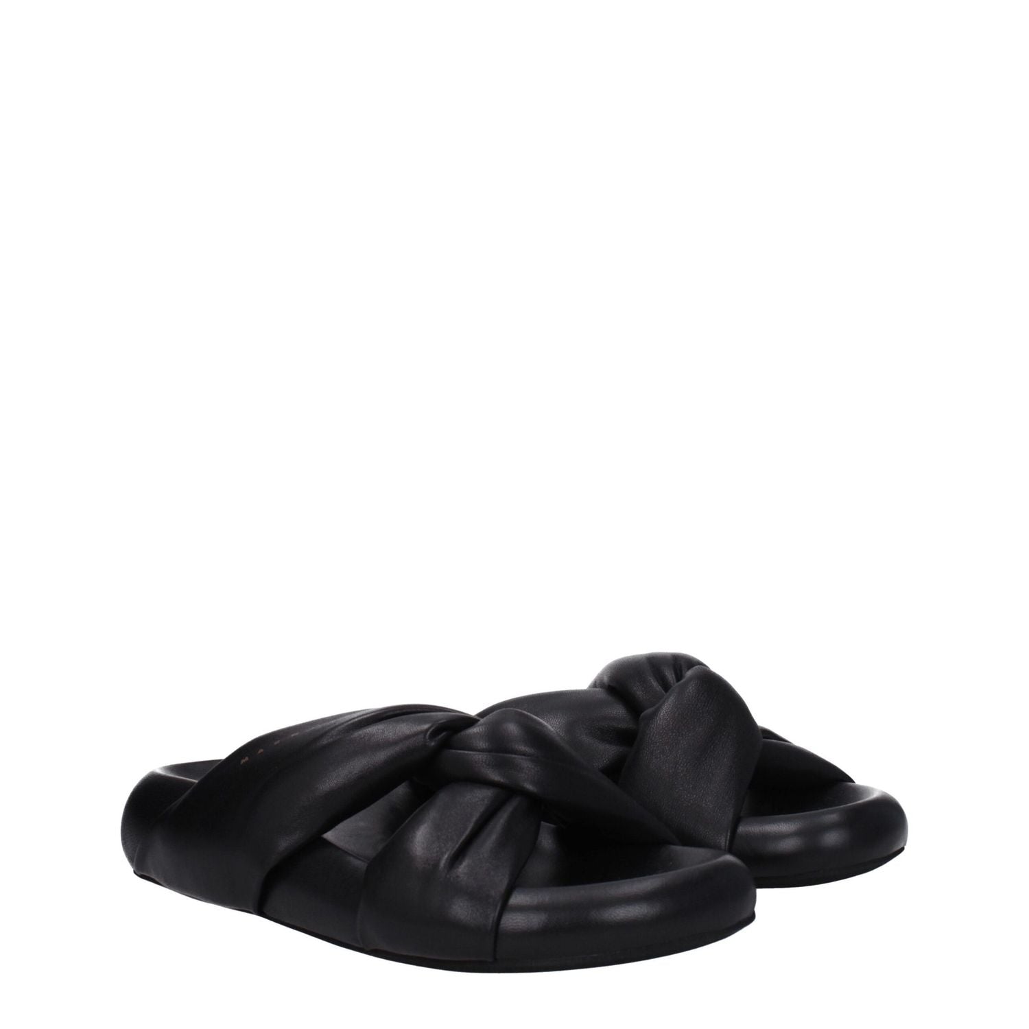 Marni Black Leather Slippers