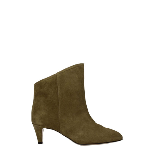 Isabel Marant Gray Leather Ankle Boots with suede material and turtledove secondary color, 5.5 cm mid heels, and pointy toe.