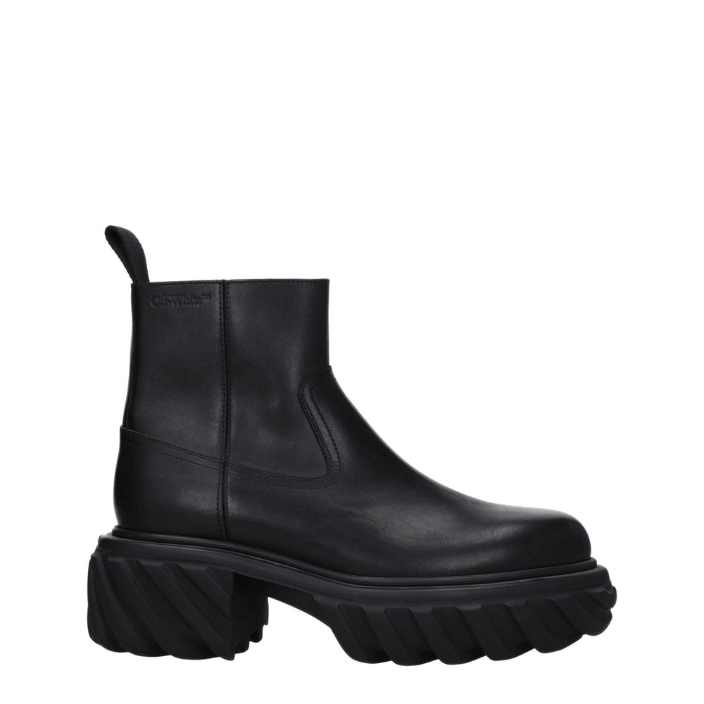 Off-White Black Leather Ankle Boots OF-8547450749193-EU41/US8