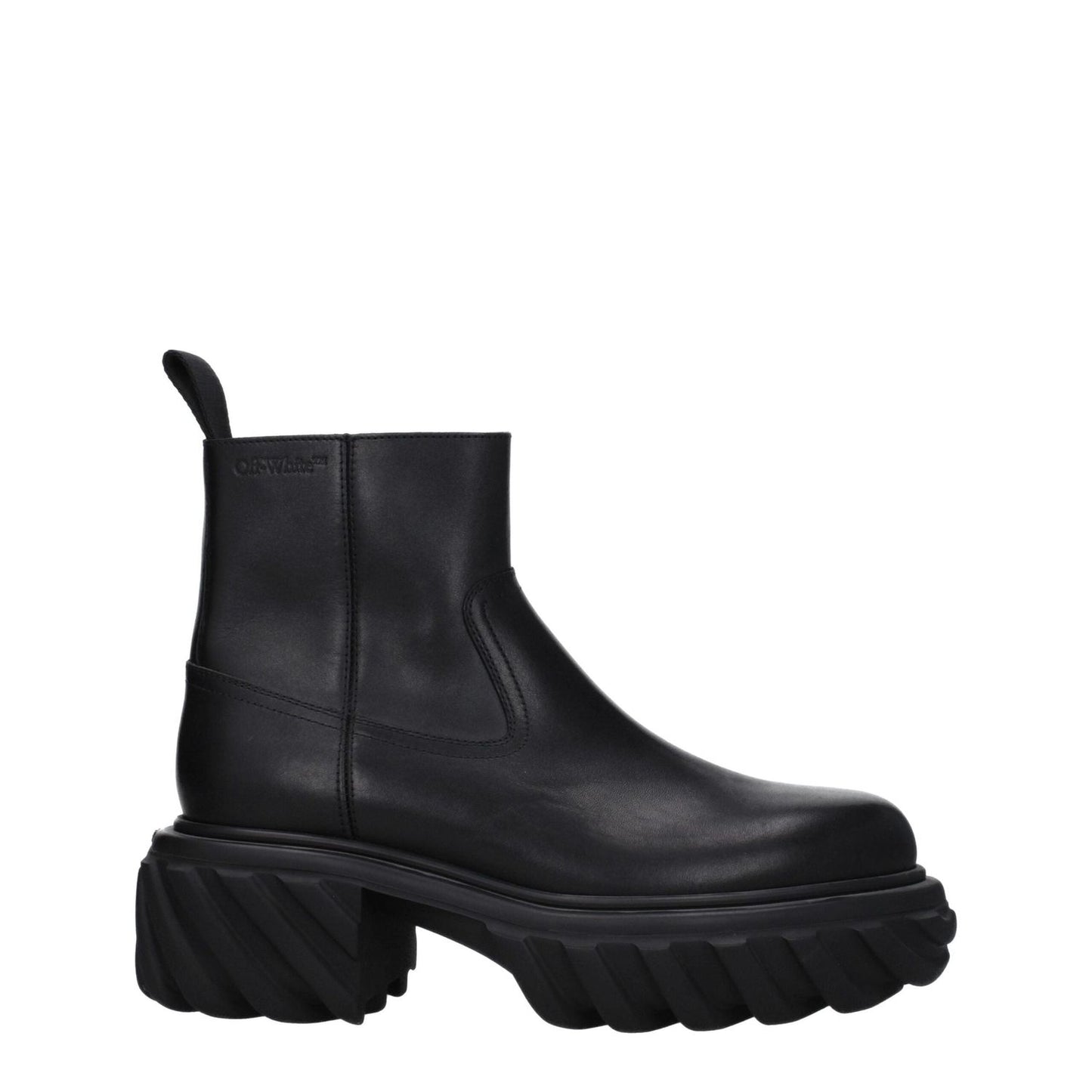 Off-White Black Leather Ankle Boots OF-8547450749193-EU41/US8