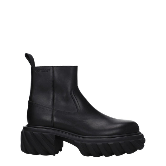 Off-White Black Leather Ankle Boots OF-8547450749193-EU41/US8