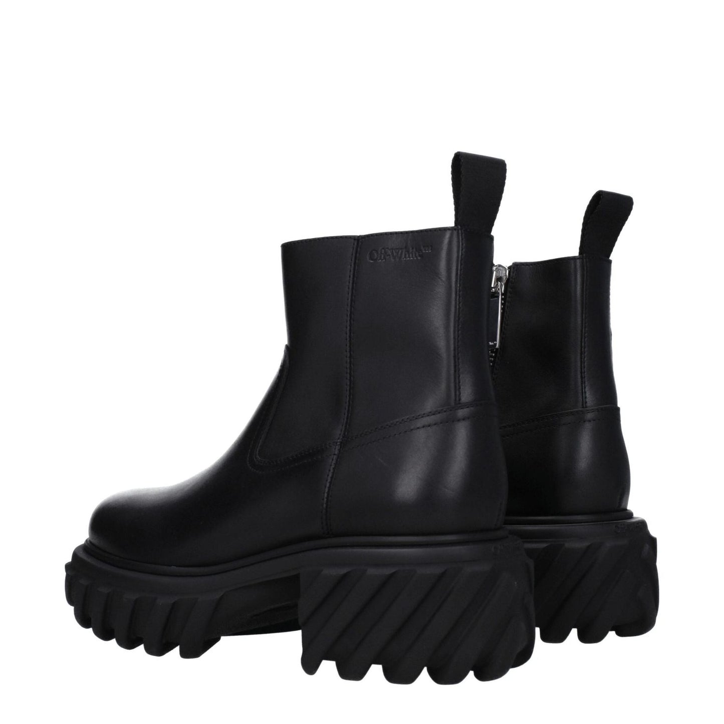 Off-White Black Leather Ankle Boots OF-8547450749193-EU41/US8