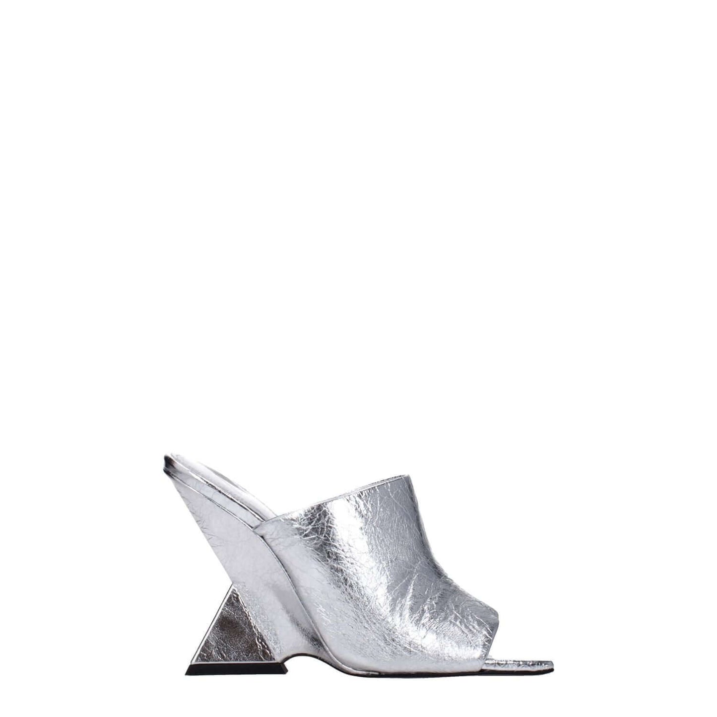 The Attico Gray Leather Platform Sandals