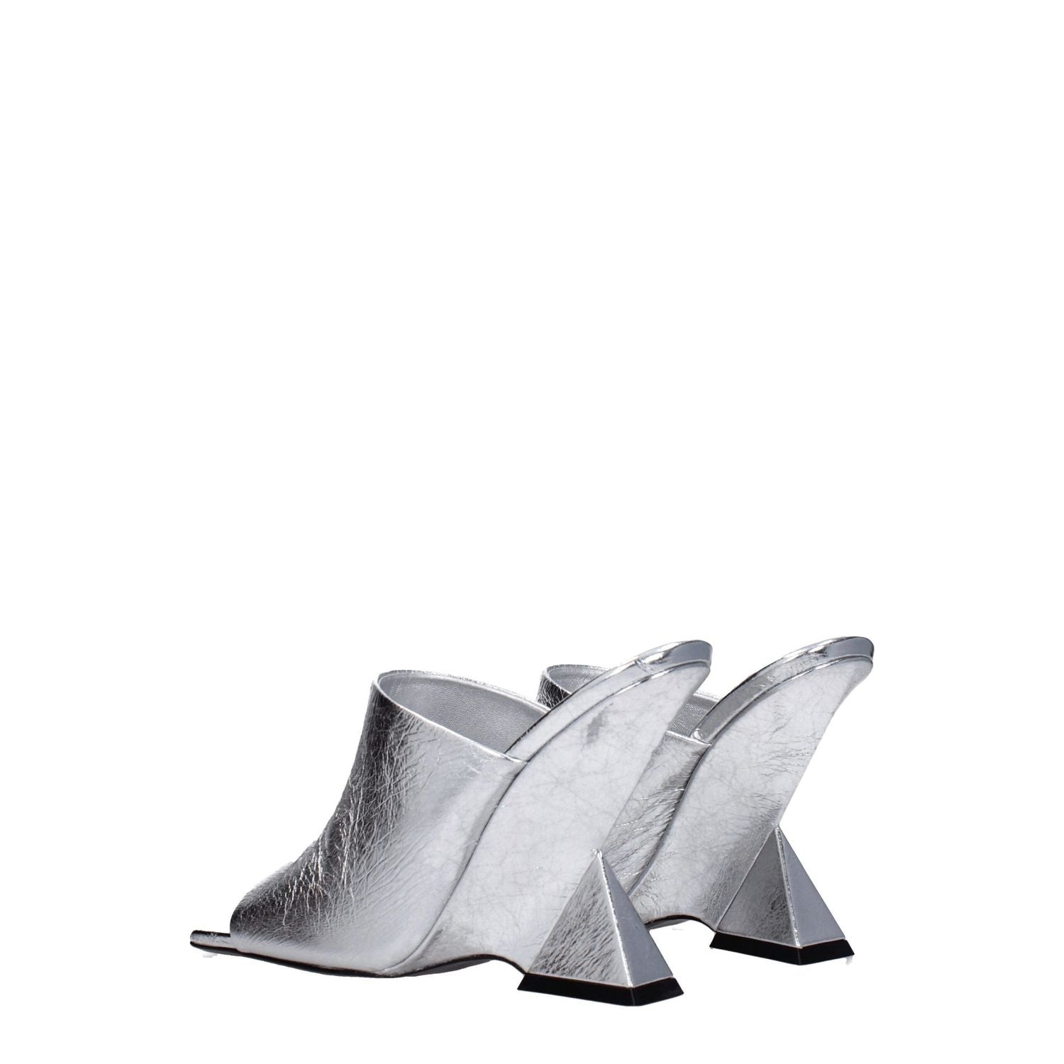 The Attico Gray Leather Platform Sandals