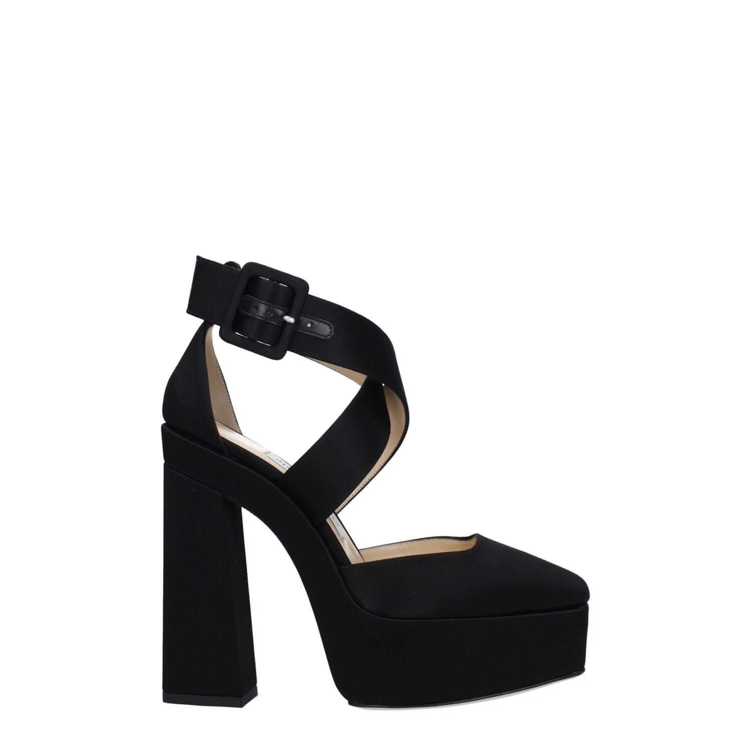 Jimmy Choo Black Satin Platform Sandals