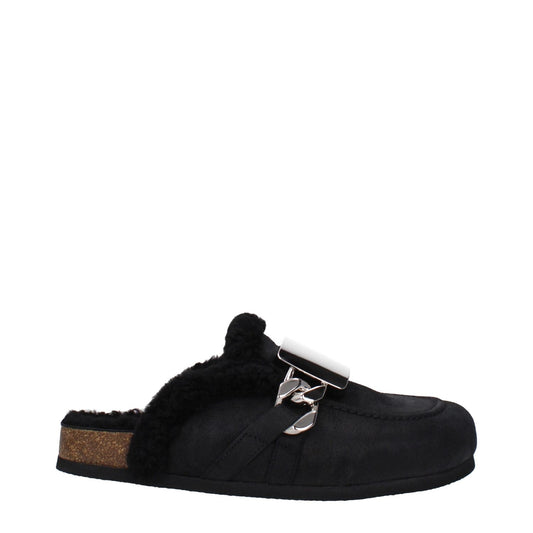 Jw Anderson Black Leather Slippers Sandals JW-8609867497737-EU41/US8