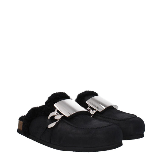 Jw Anderson Black Leather Slippers Sandals JW-8609867497737-EU41/US8