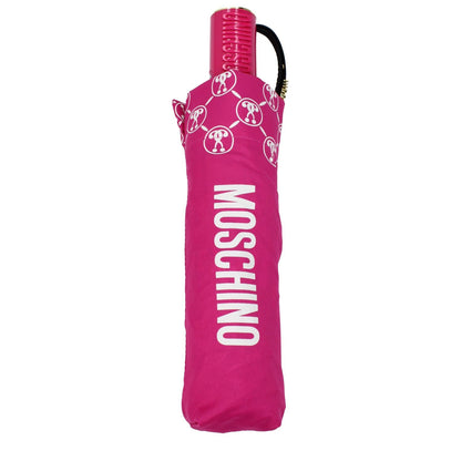 Moschino Pink Polyester Umbrella with logo, casual style, snap closure, fuchsia color, MPN 8936OPENCLOSEJ, fashion accessory.