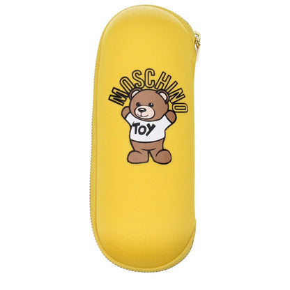 Moschino Yellow Polyester Umbrella case with logo featuring bear design and clip closure, style casual. MPN 8351SUPERMINIU.