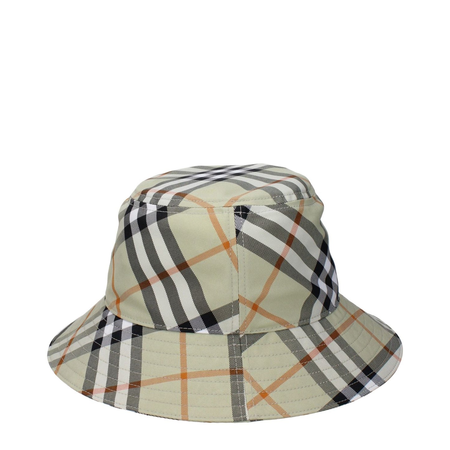 Burberry Green Fabric Bucket Hat with check print and back logo, 100% polyester, sage color, MPN 8094798, F82509.