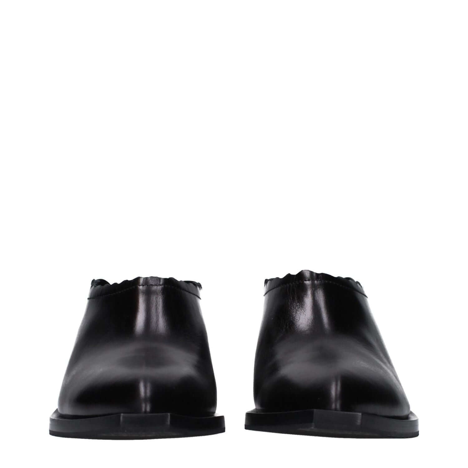 Moschino Black Leather Mules