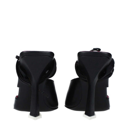 The Attico Black Leather Stiletto Heel Sandals