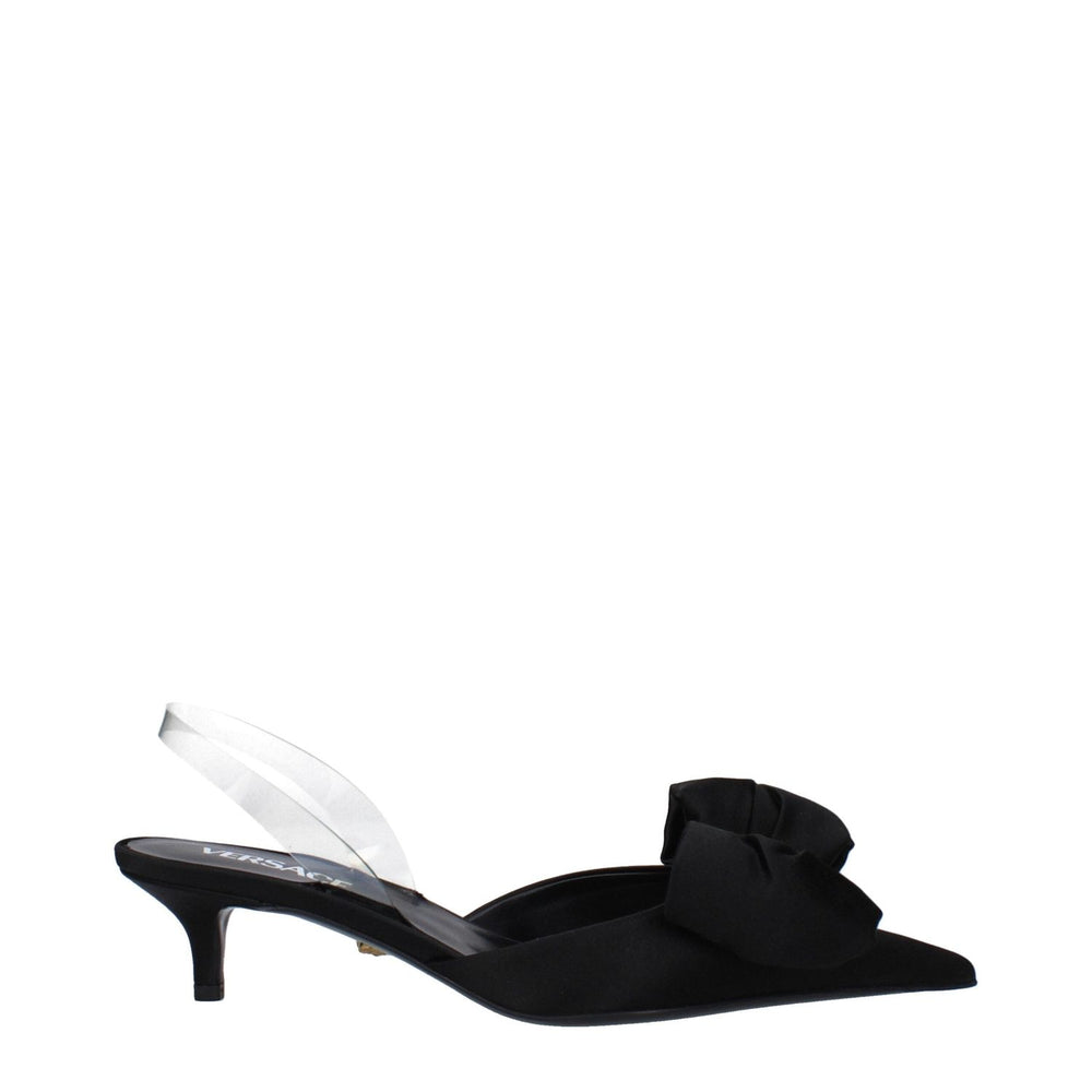 Versace Black Satin Flat Sandals VE-14884877304073-EU36/US6