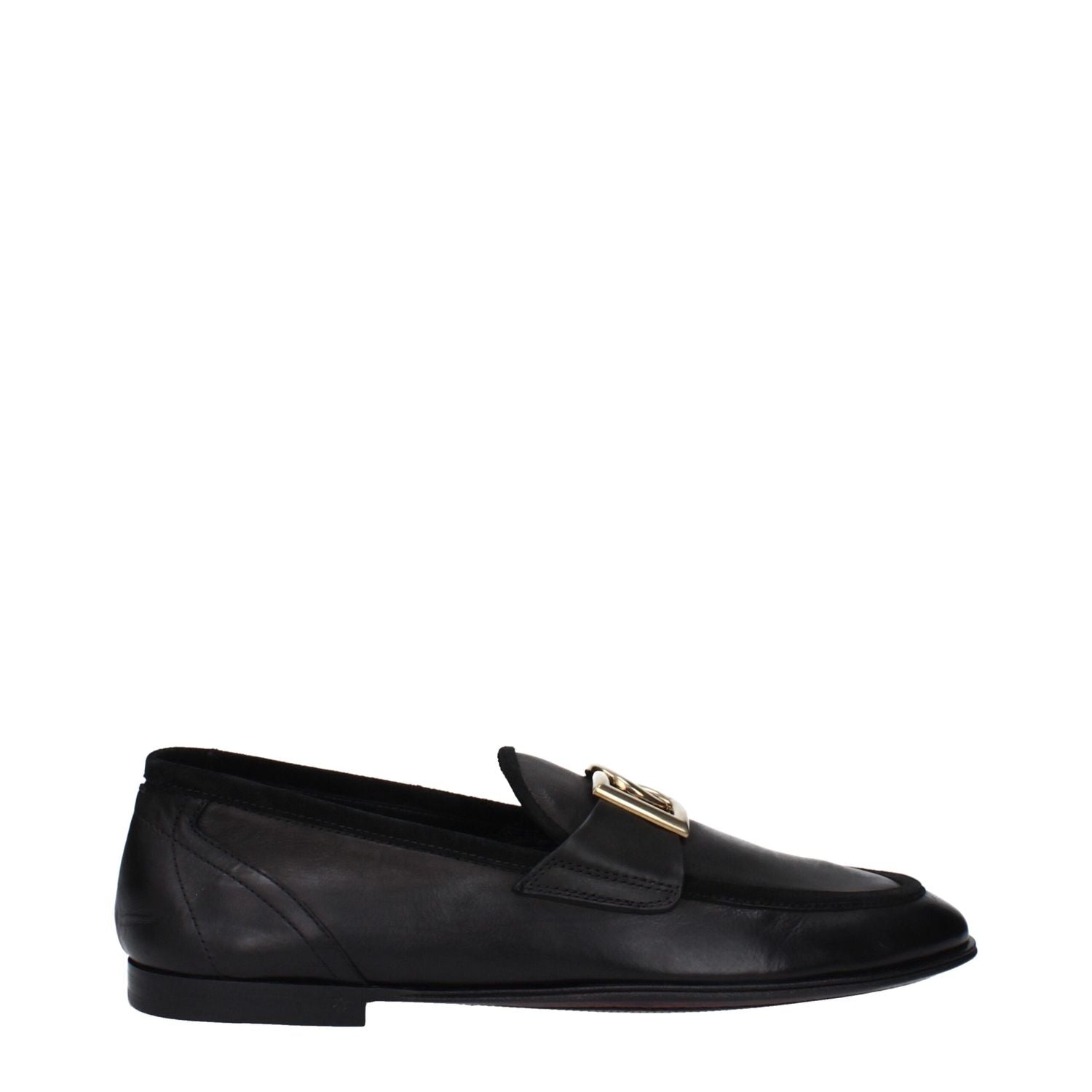 Dolce & Gabbana Black Leather Slip-On Loafers