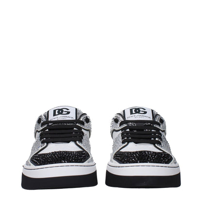 Dolce & Gabbana White Leather Low Top Sneakers with front and back logo details, MPN CK2036AM80389697, code F83259, stylish design.