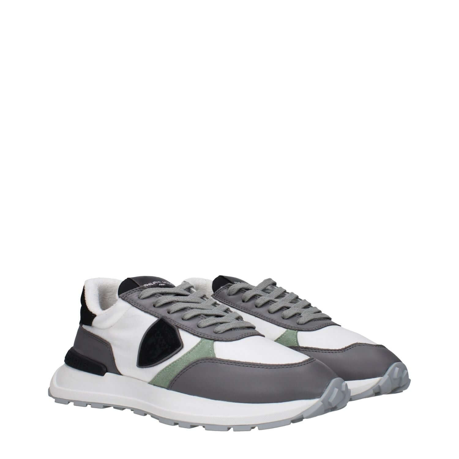 Philippe Model White Fabric Low Top Sneakers