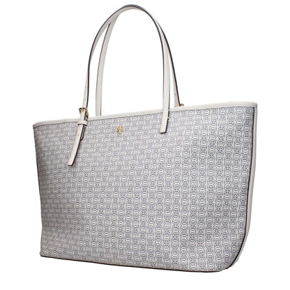 Tory Burch Beige Leather Shoulder Bag with front logo and adjustable handle