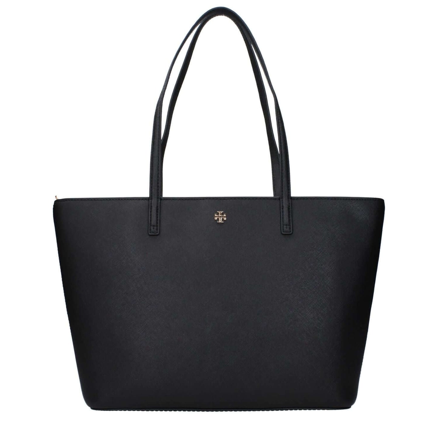 Tory Burch Black Leather Shoulder Bag with front logo and adjustable, removable strap, MPN 159586001, code F83365.