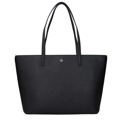 Tory Burch Black Leather Shoulder Bag with front logo and adjustable, removable strap, MPN 159586001, code F83365.