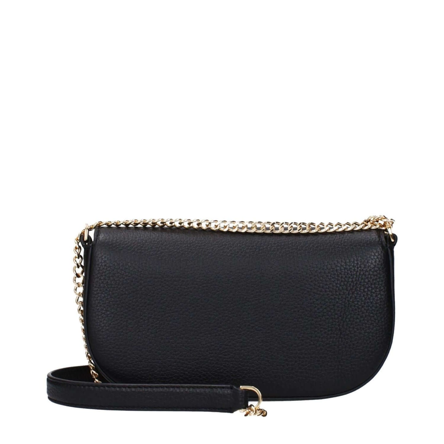 Tory Burch Black Leather Crossbody Bag with gold chain and magnetic closure, small size, featuring front logo.