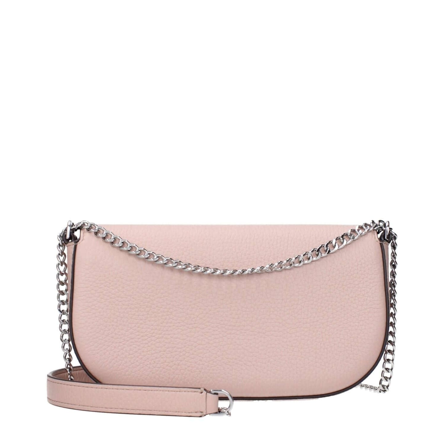 Tory Burch Pink Leather Crossbody Bag with chain strap and front logo highlighting luxury design and functionality.