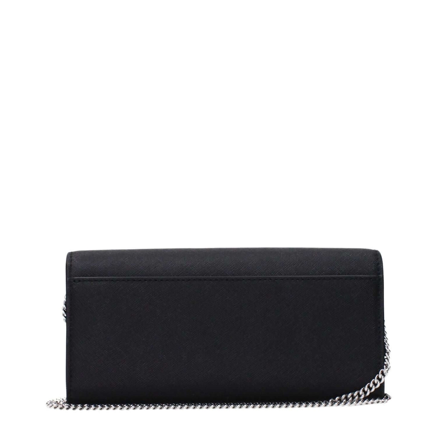 Tory Burch Black Leather Clutch Bag with chain strap, featuring front logo and removable shoulder option. MPN 157098001, code F83369.