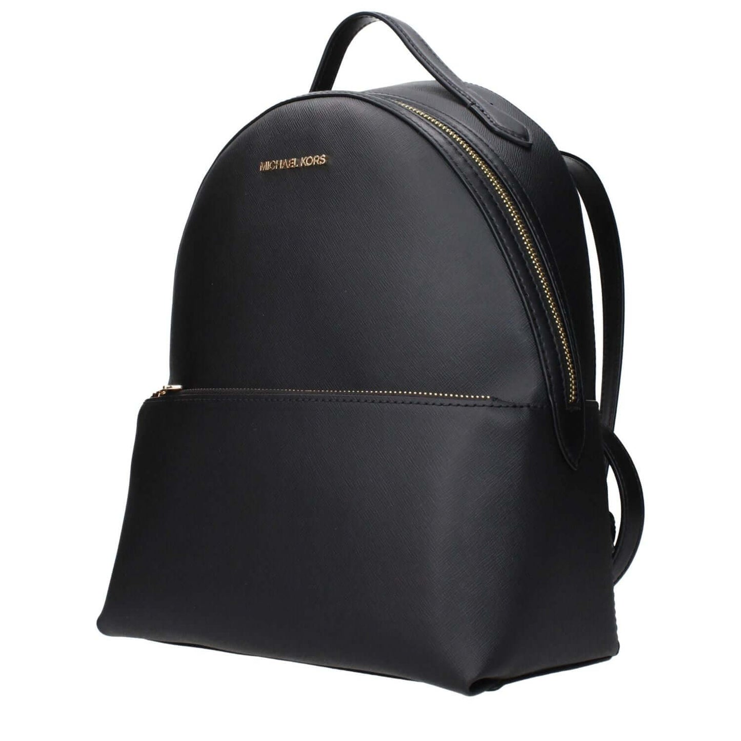Michael Kors Black Leather Backpack with front logo and adjustable straps, MPN 35F3G6HB6LBLACK, code F83403, stylish and functional design.