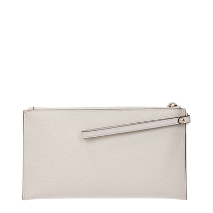 Michael Kors Beige Leather Clutch Bag with front logo and wrist strap, product code F83408, MPN 35S4GTVW3LLTCREAM.