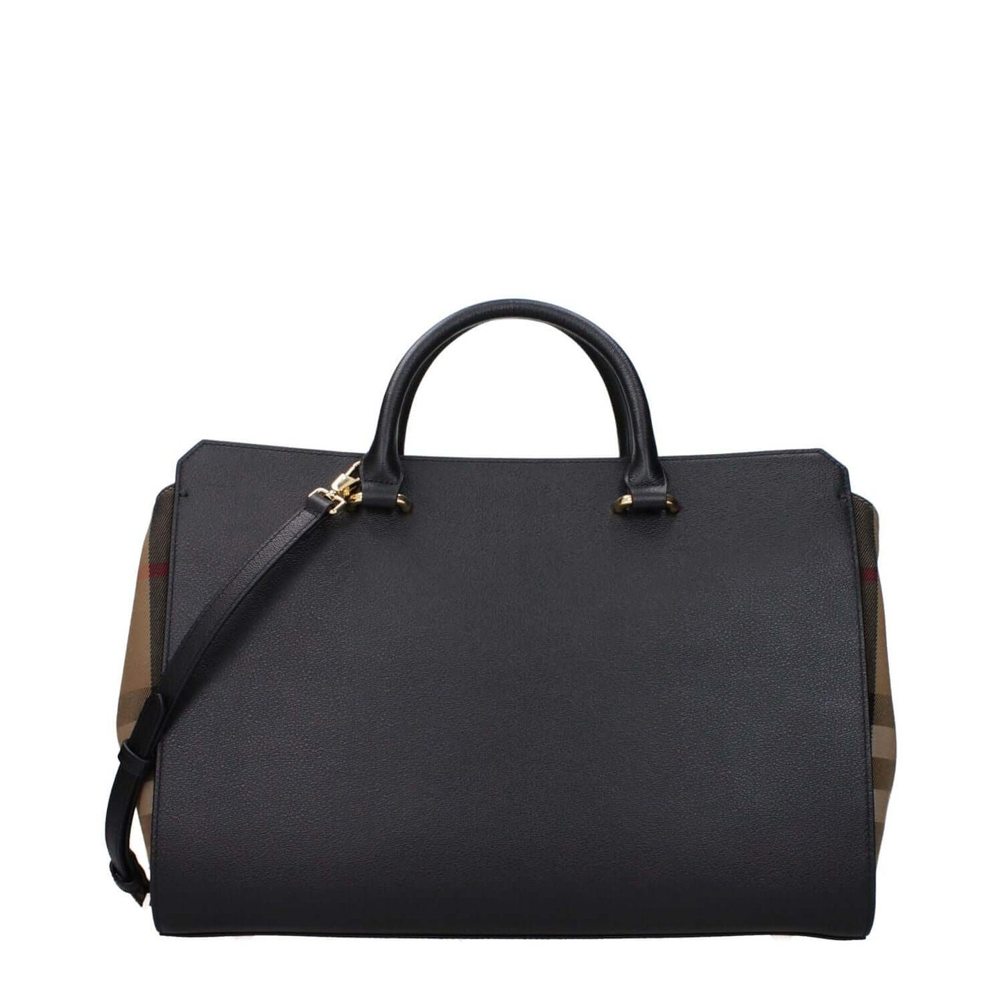 Burberry Black Leather Handbag with front logo, adjustable and removable shoulder strap.