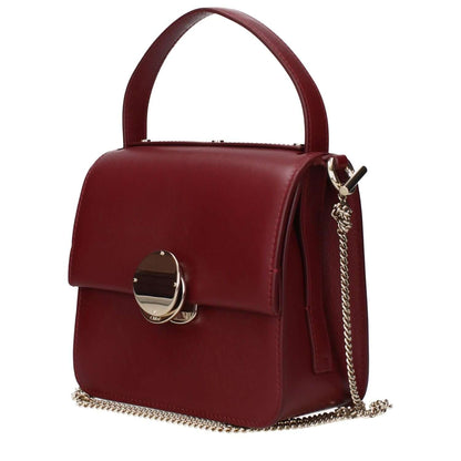 Alt Tag: Chloé Red Leather Handbag with Chain Strap and Front Logo