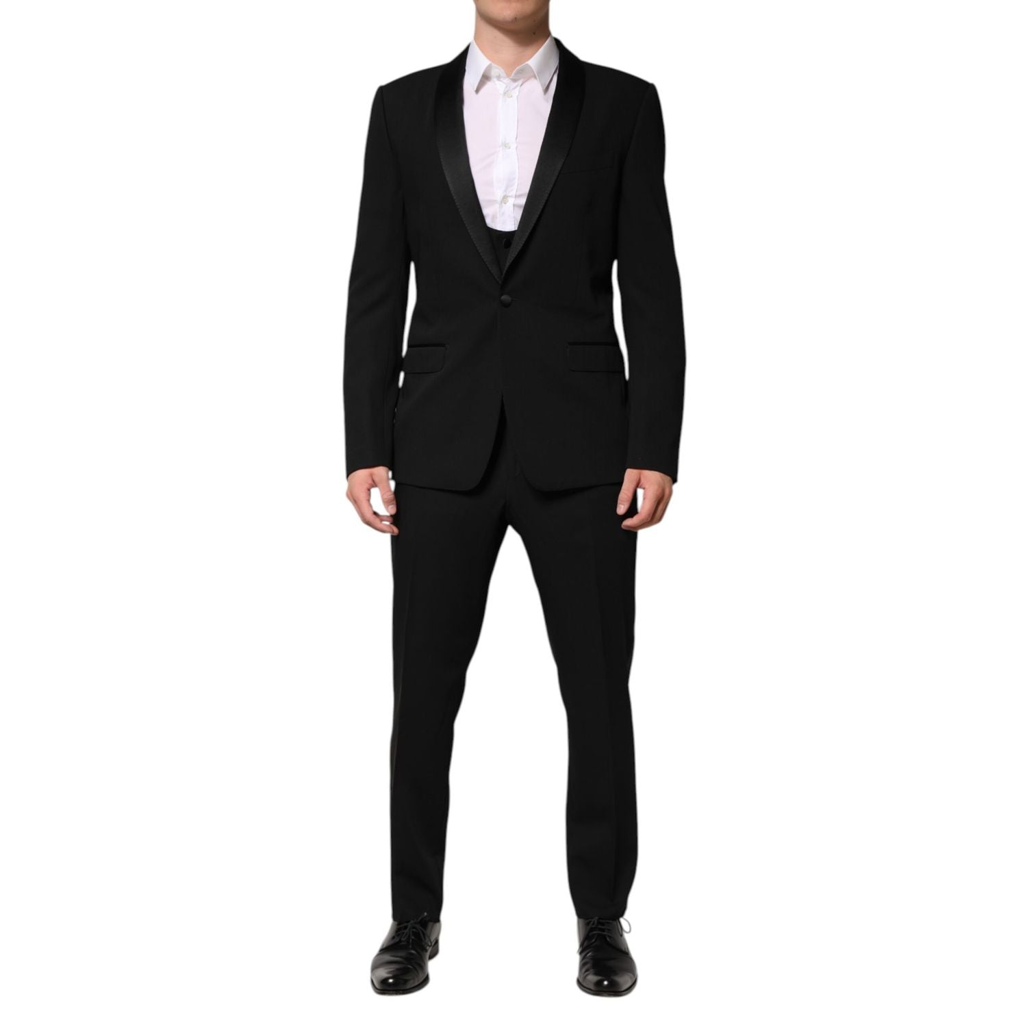 Dolce & Gabbana Black Wool 3 Piece Single Breasted Suit
